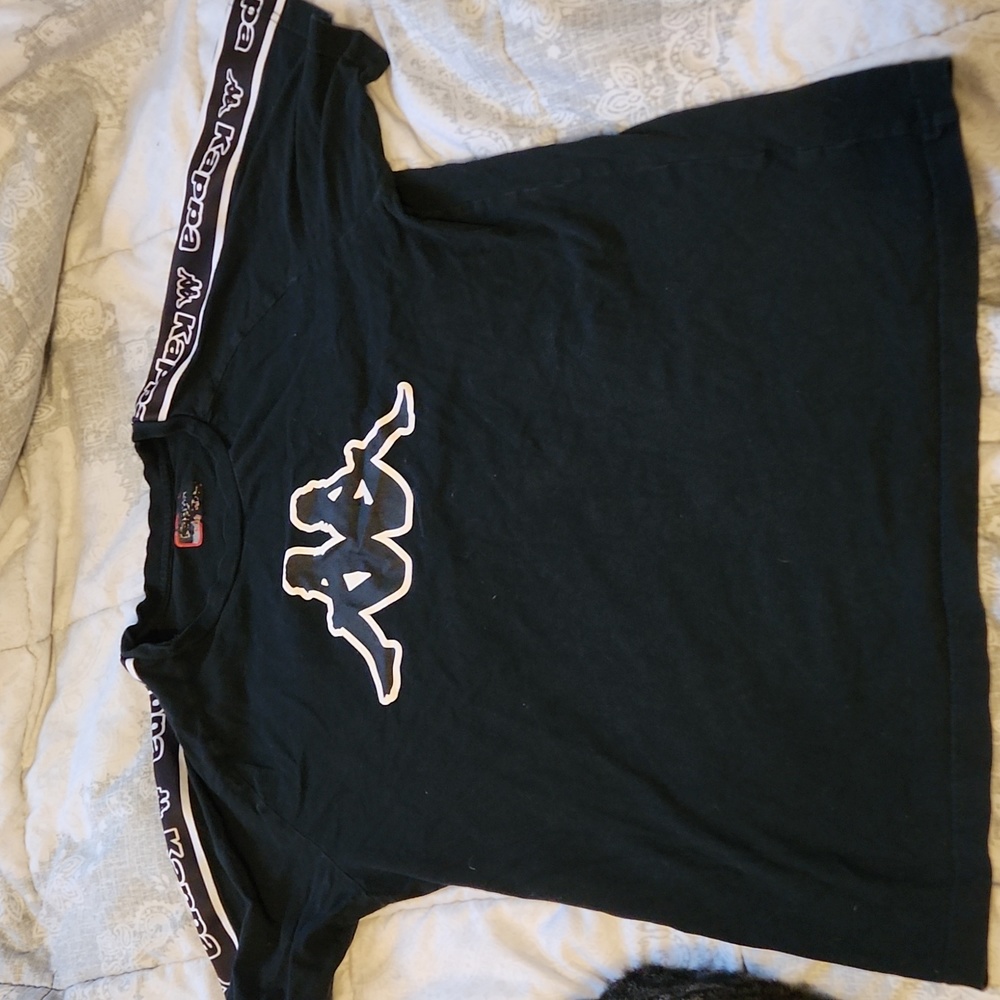Kappa Big Logo Multi Spellout Crewneck T Shirt Black & White